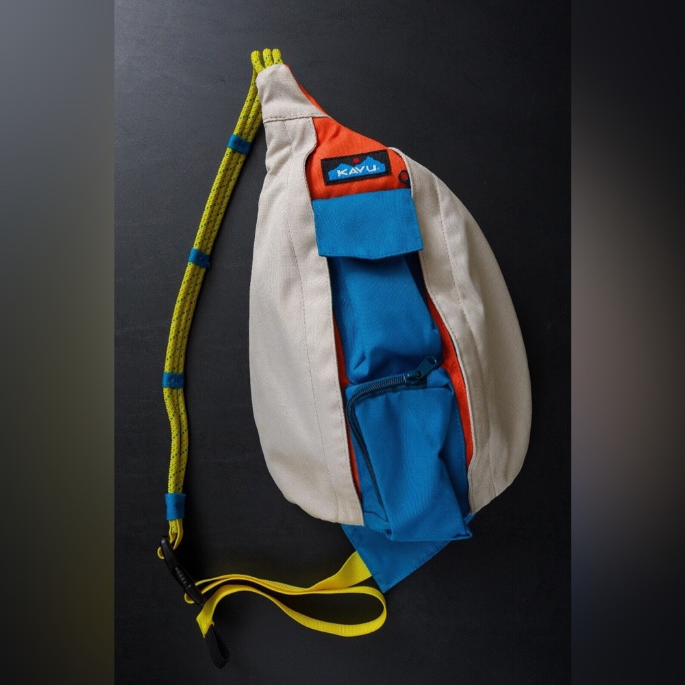 Kavu color block sling bag.